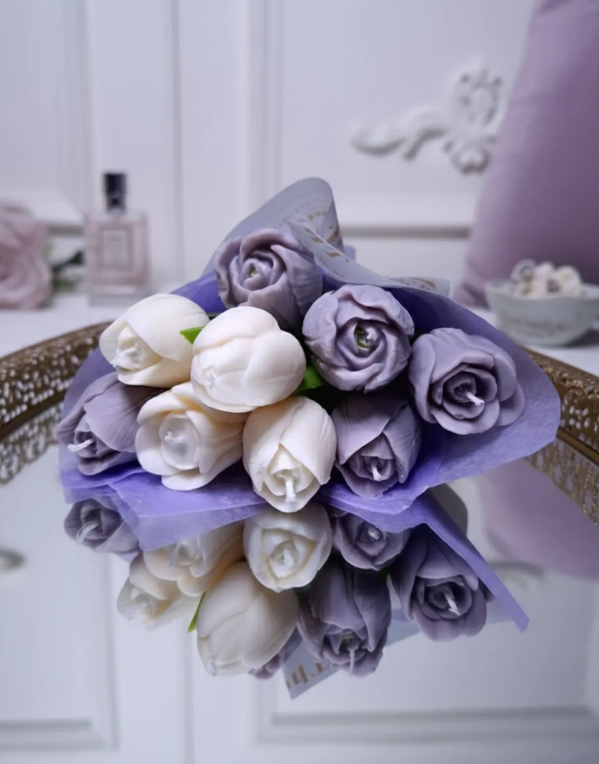 Buchet din flori de ceară de soia 01